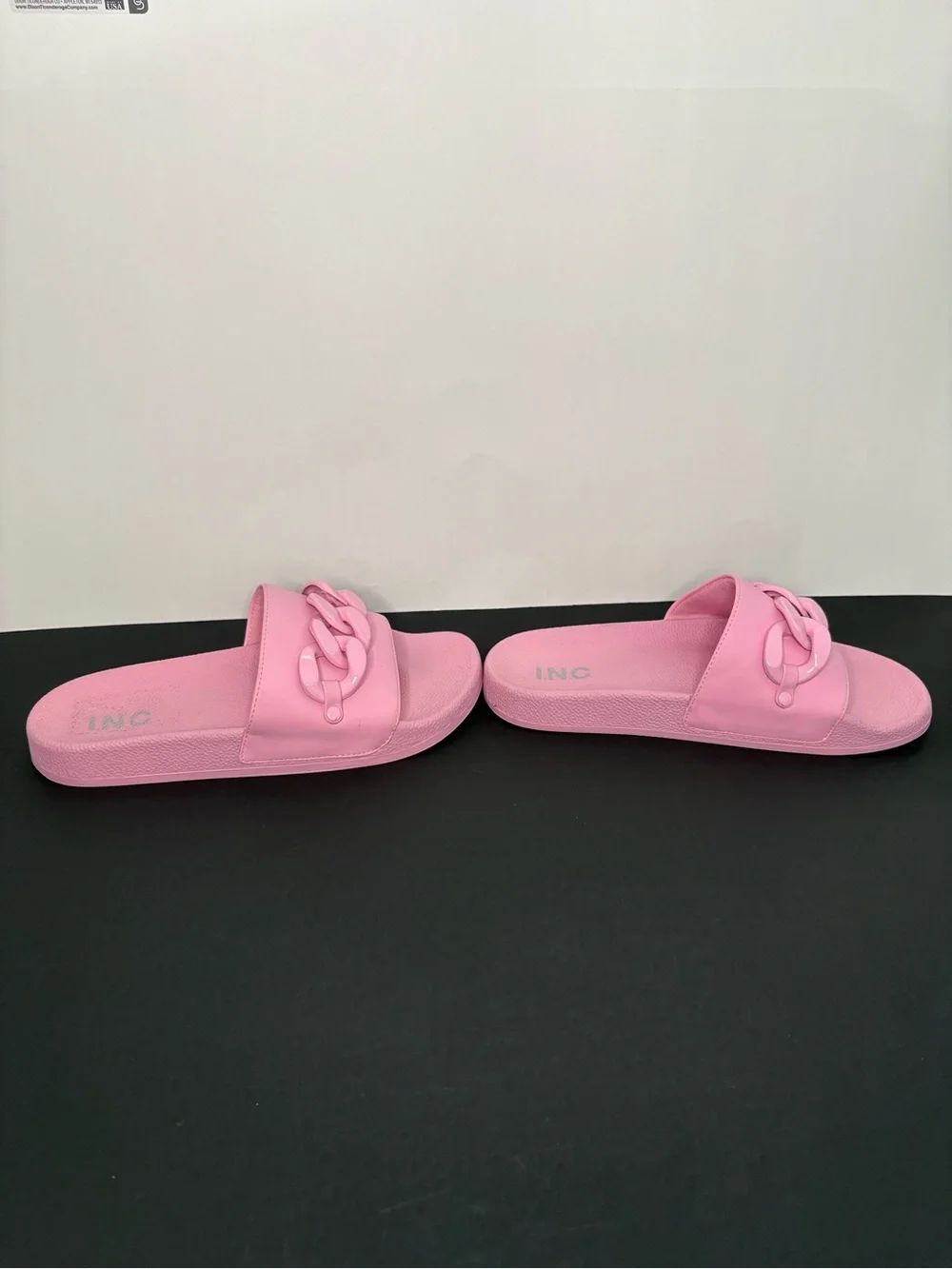INC Pink Peymin Chain Slide Sandals Foam Pool Slides Size 8